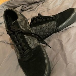 Black and Grey checkered old school vans